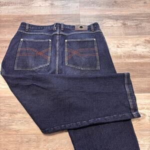 Tool Jeans Blue Mens 37x27 Wide Leg Ribbed Knit Relaxed Workwear Utility Denim